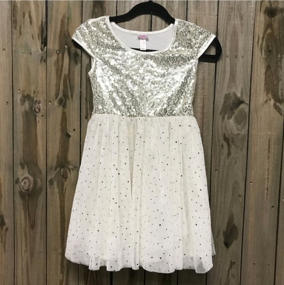 Justice Tulle Dress White and Gold - Picture 7 of 7